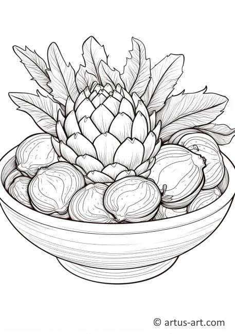 Artichoke in a Bowl Coloring Page